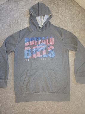 Buffalo Bills Gray Pullover Hoodie - Official Team Logo, Size Small, Womans